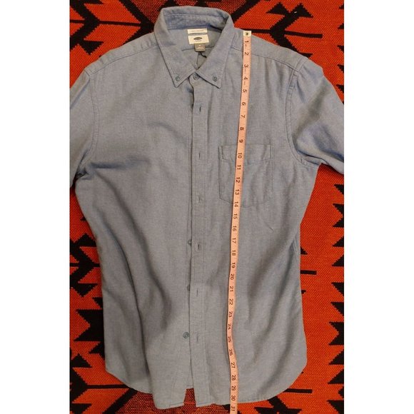 Old Navy Men's Super Soft Cotton Flannel Light Blue Slim Fit Shirt. Size Medium - Picture 3 of 11